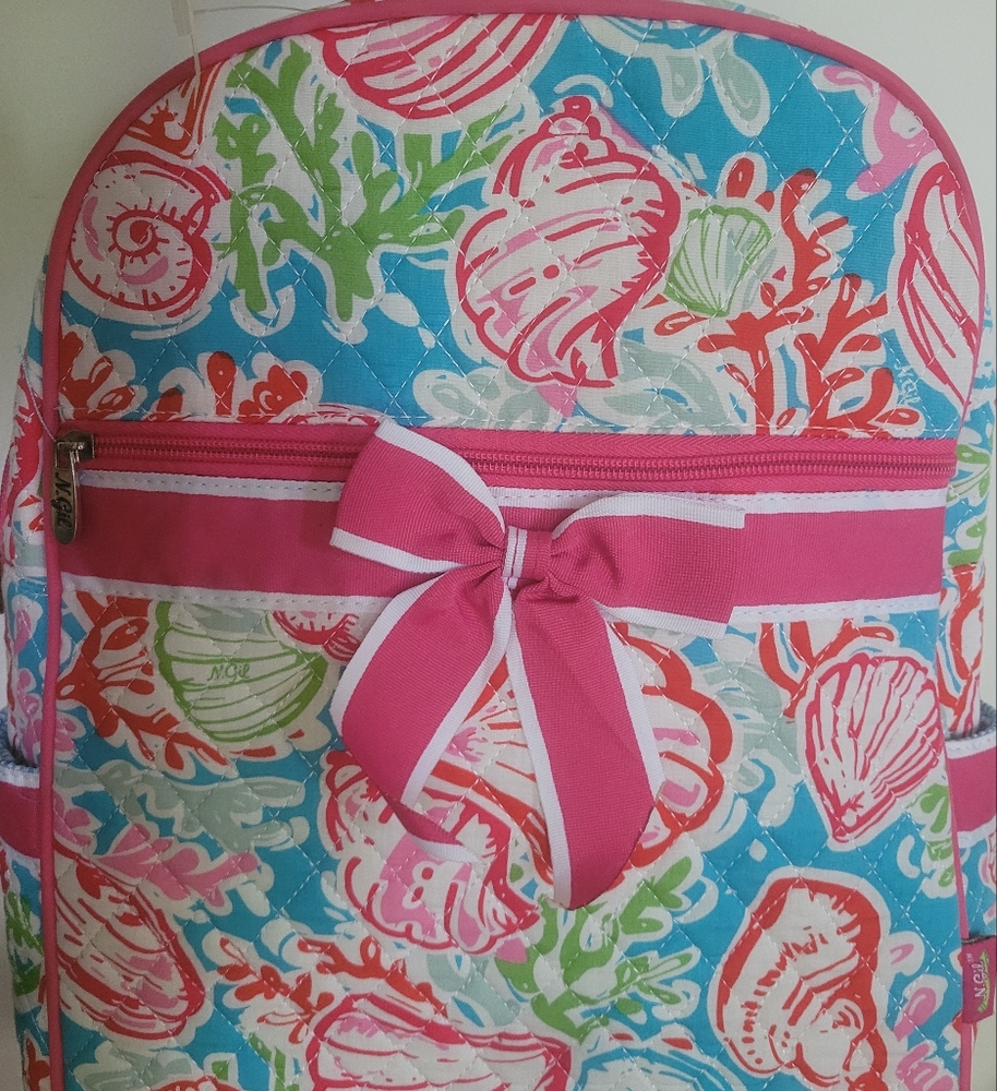 Colorful Seashell Backpack with Pink Bow N.Gil
